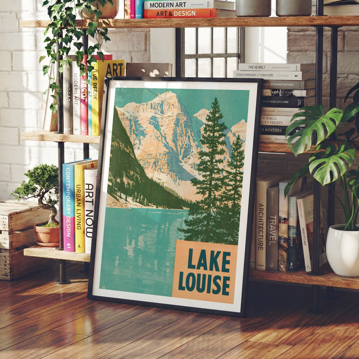 Retro Lake Louise Print, Vintage Travel Poster, Canadian Rockies Banff Mountain Lake Wall Art
