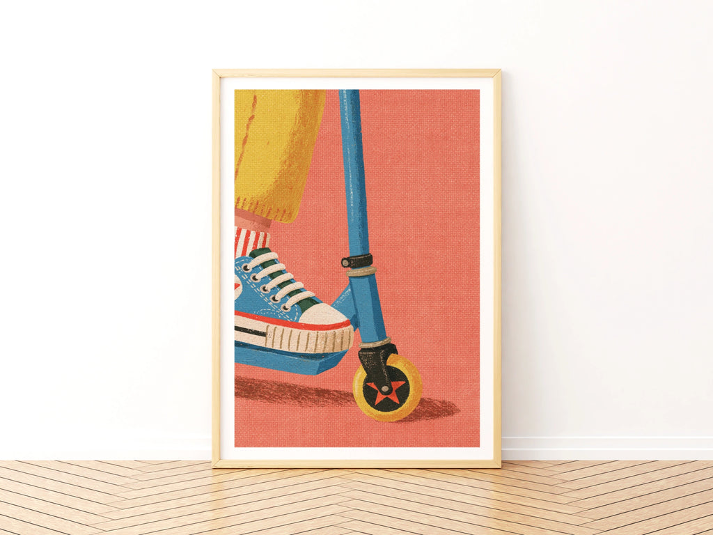 Retro Scooter Kids Print, Children's Wall Art, Colourful Nursery Poster