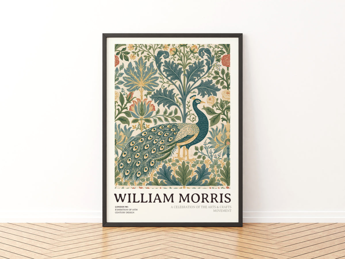 William Morris Peacock Exhibition Poster, Arts and Crafts Movement, Classic Inspired Prints