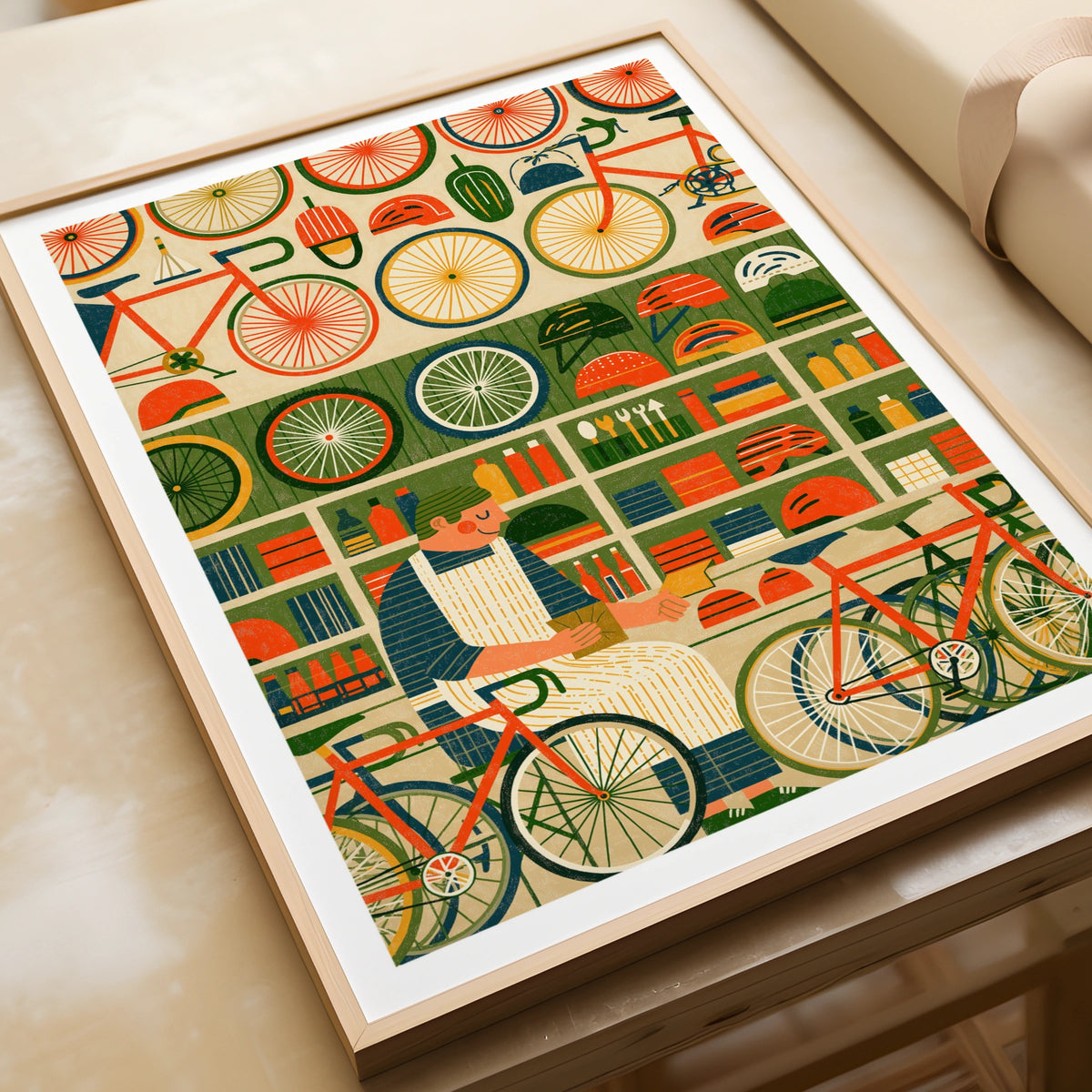 Retro Bicycle Shop Poster, Vintage Cycling Art Print, Bike Store Wall Decor, Cyclist Gift