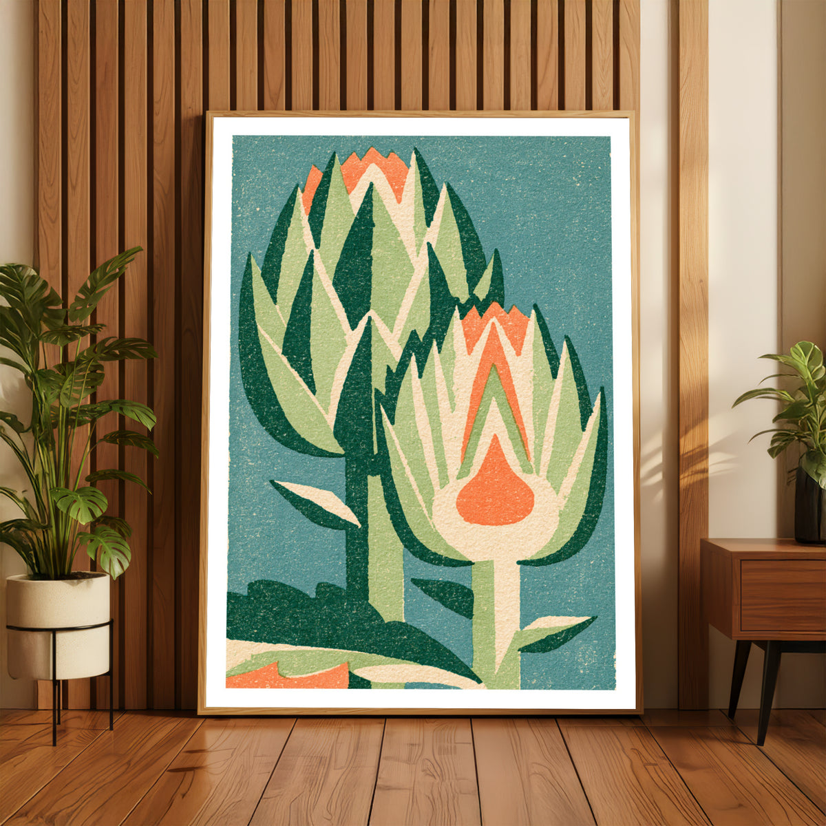 Vintage Food Poster Print | Rustic Kitchen Decor, Artichoke Wall Art, Mid Century Vegetable Art
