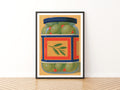 Vintage Food Poster Print, Green Olive Jar Art, Rustic Kitchen Decor, Retro Mid Century Risograph
