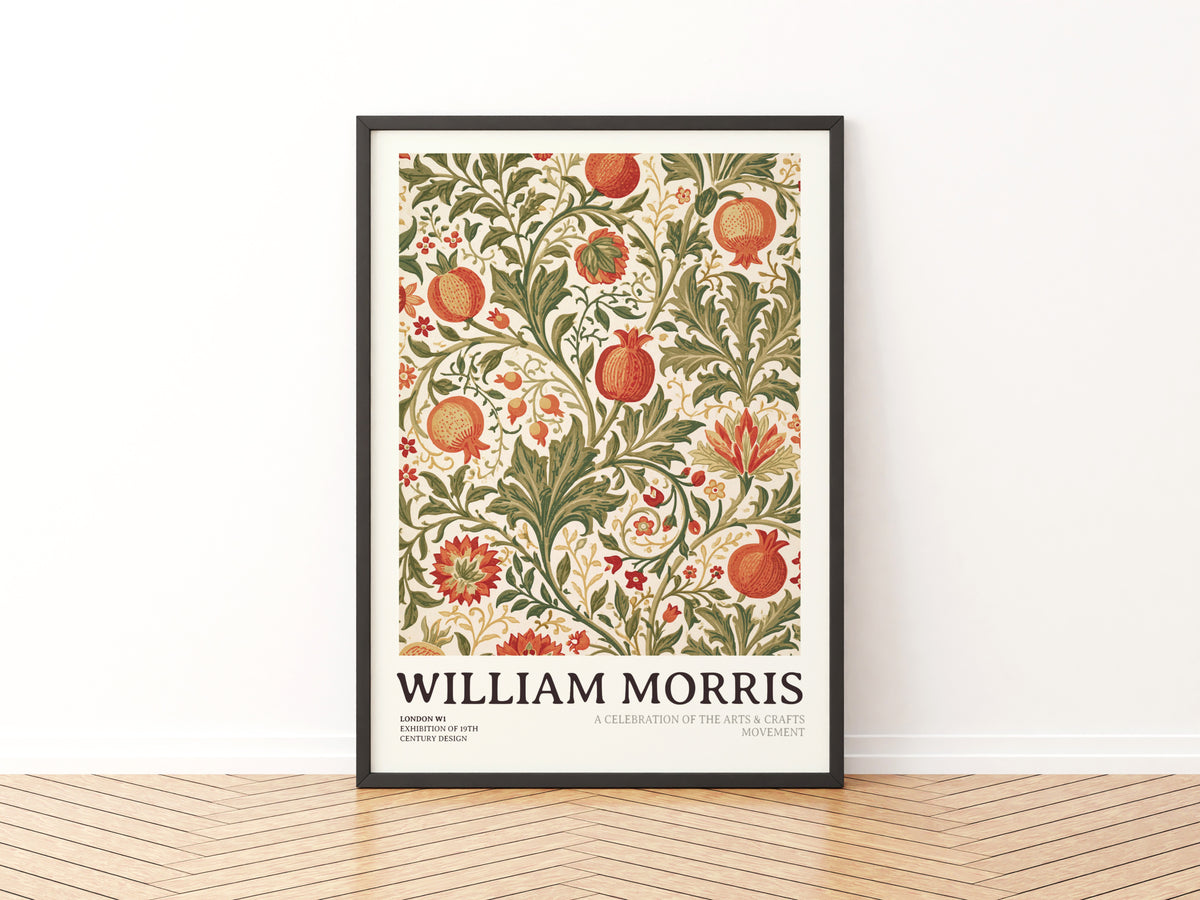 William Morris Pomegranate Print, Arts and Crafts Wall Art, Vintage Floral Exhibition Poster