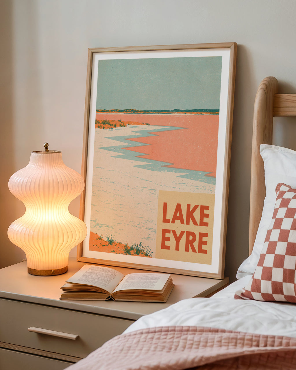 Lake Eyre Retro Travel Poster, Vintage Travel Print, South Australia Outback Salt Lake Wall Art