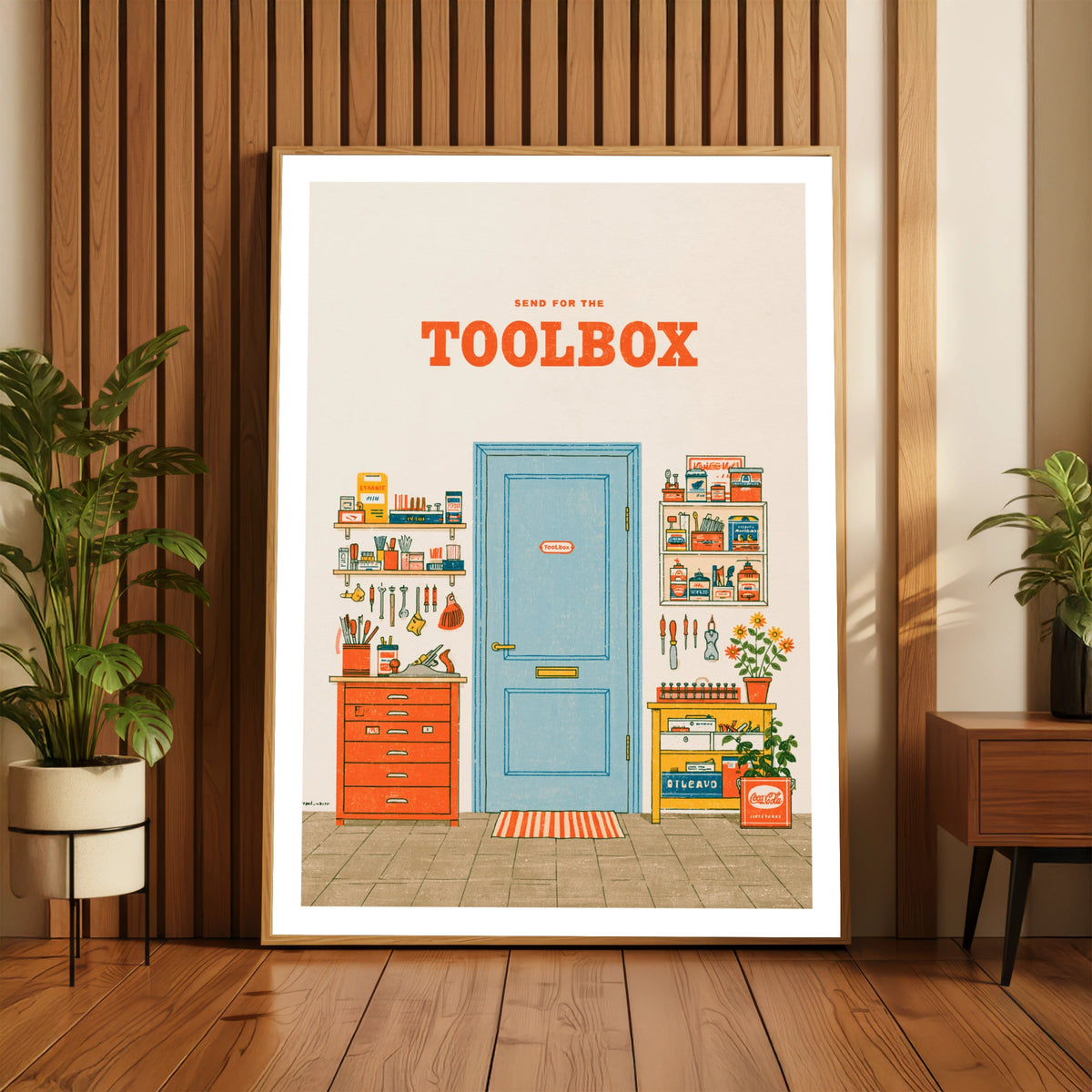 Send for the Toolbox Retro Workshop Poster, Vintage Tool Room Wall Art Print, DIY Gift
