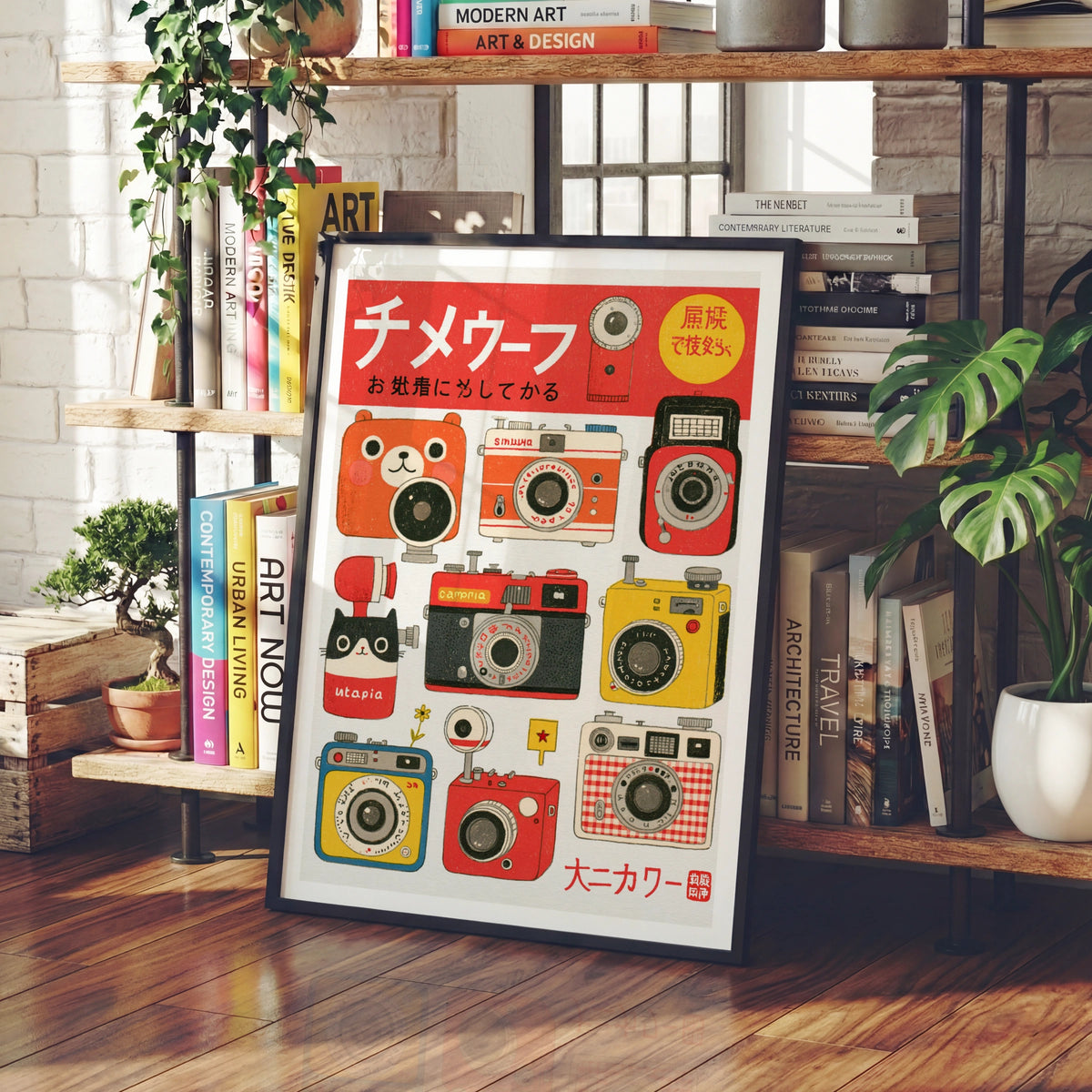 Retro Kawaii Camera Collection Poster, Japanese Kawaii Wall Art Print, Vintage Film Camera Decor , Cute Kid's Wall Art