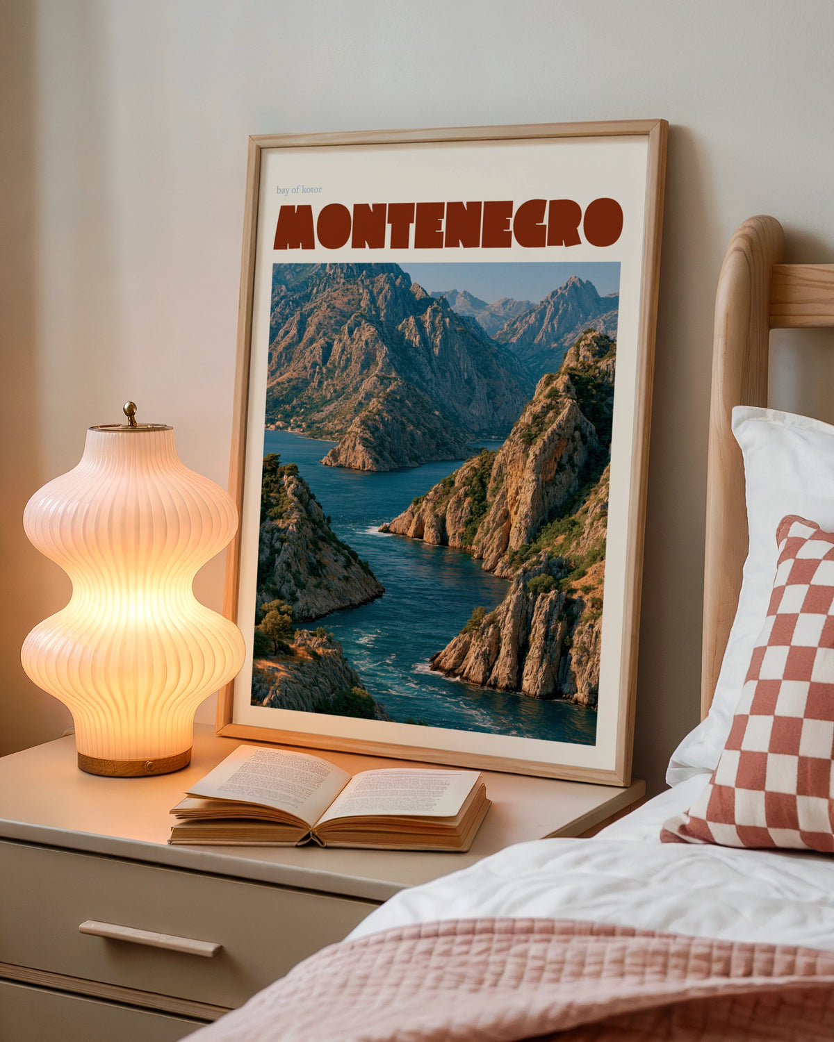 Montenegro Contemporary Travel Poster, Bay of Kotor Wall Art, Adriatic Balkans Print