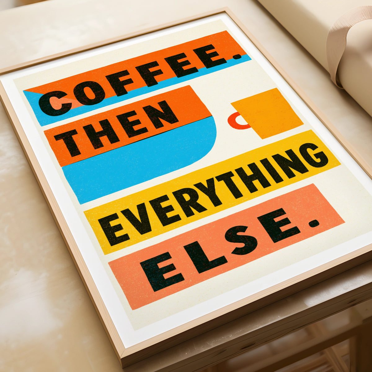 Coffee Then Everything Else Vintage Food Poster Print | Rustic Kitchen Decor | Retro Mid Century