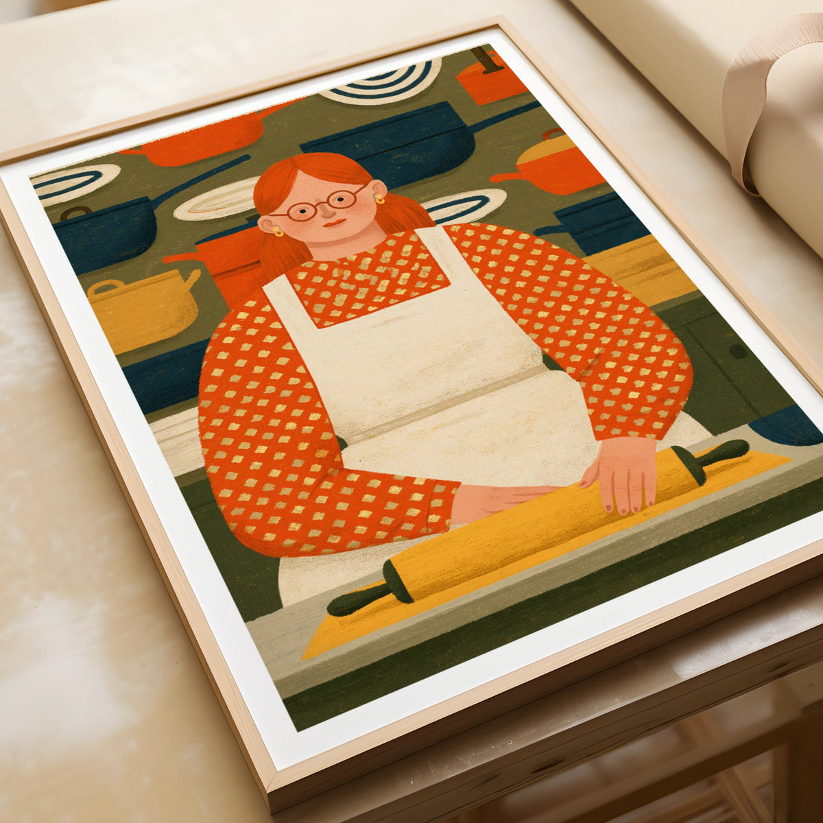 Vintage Food Poster Print | Rustic Kitchen Decor | Retro Mid Century Risograph Baker Art