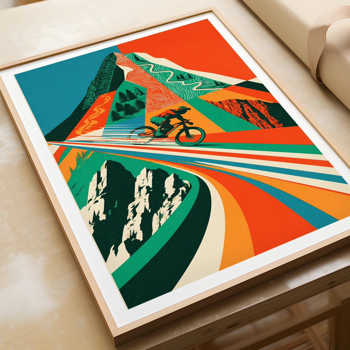 Mountain Bike Retro Poster, MTB Wall Art, Cycling Print, Vintage Outdoor Adventure Decor