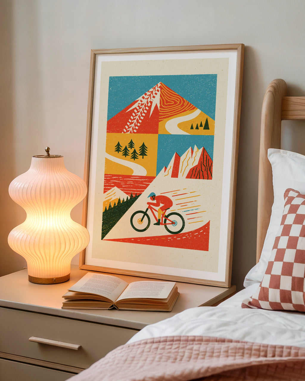 Mountain Bike Retro Poster, Cycling Wall Art Print, MTB Gift, Outdoor Adventure Decor