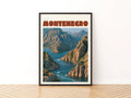 Montenegro Contemporary Travel Poster, Bay of Kotor Wall Art, Adriatic Balkans Print