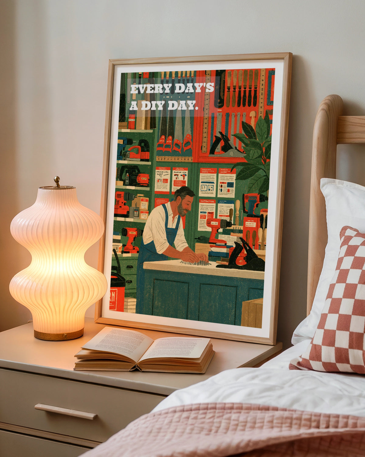 Every Day's a DIY Day Retro Poster, Vintage Workshop Wall Art, Handyman Print Gift