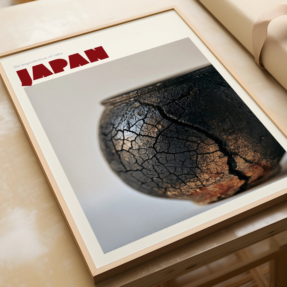 Japan Retro Travel Poster, Raku Pottery Print, Wabi Sabi Wall Art, Japanese Ceramic Decor