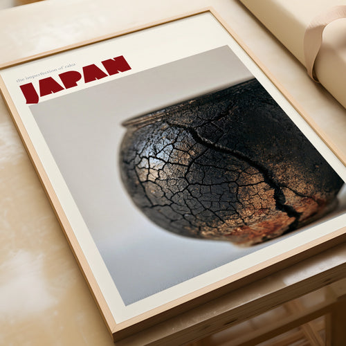 Japan Retro Travel Poster, Raku Pottery Print, Wabi Sabi Wall Art, Japanese Ceramic Decor