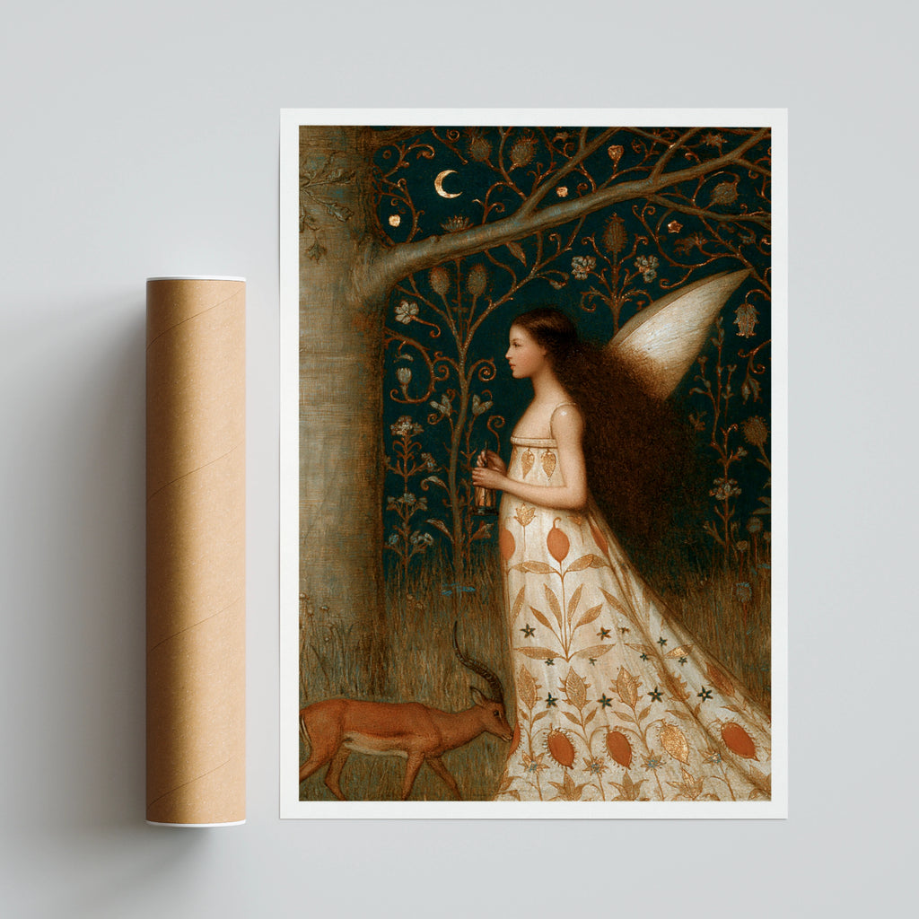 Fairy of the Woods  Folk Art Print, Classic Inspired Woodland Fairy Poster, Girls Bedroom Art