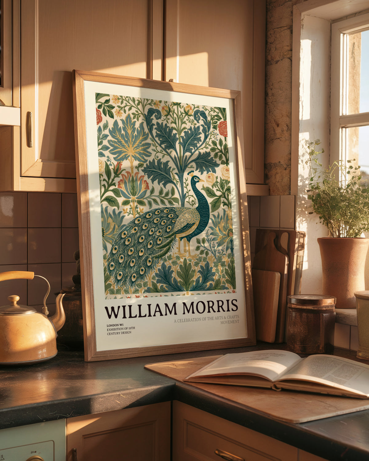 William Morris Peacock Exhibition Poster, Arts and Crafts Movement, Classic Inspired Prints