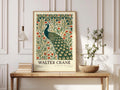 Walter Crane Peacock Print, Arts and Crafts Wall Art, Vintage Botanical Poster, Nature Floral Decor