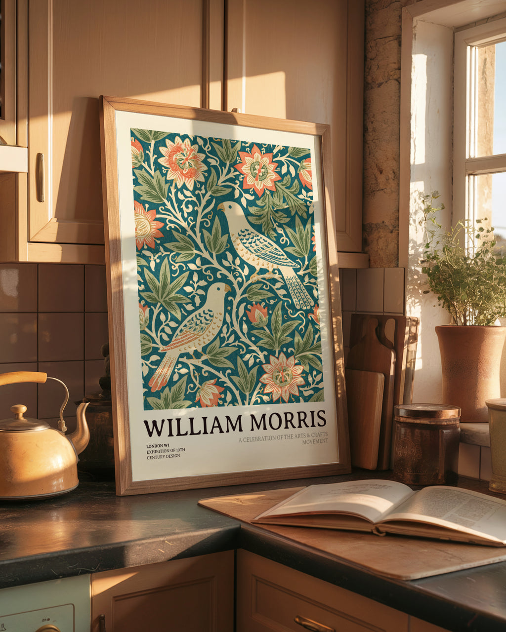 Classic Inspired William Morris Bird Print, Arts and Crafts Exhibition Poster, Floral Wall Art