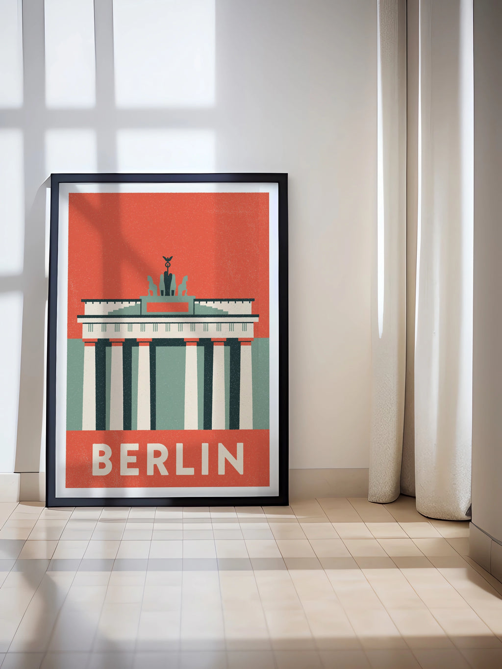 Berlin Retro Travel Poster, Brandenburg Gate Print, Germany Wall Art, Vintage Travel