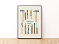 Call The Handyman Retro Tools Poster, Vintage Workshop Wall Art Print, Gift for Him