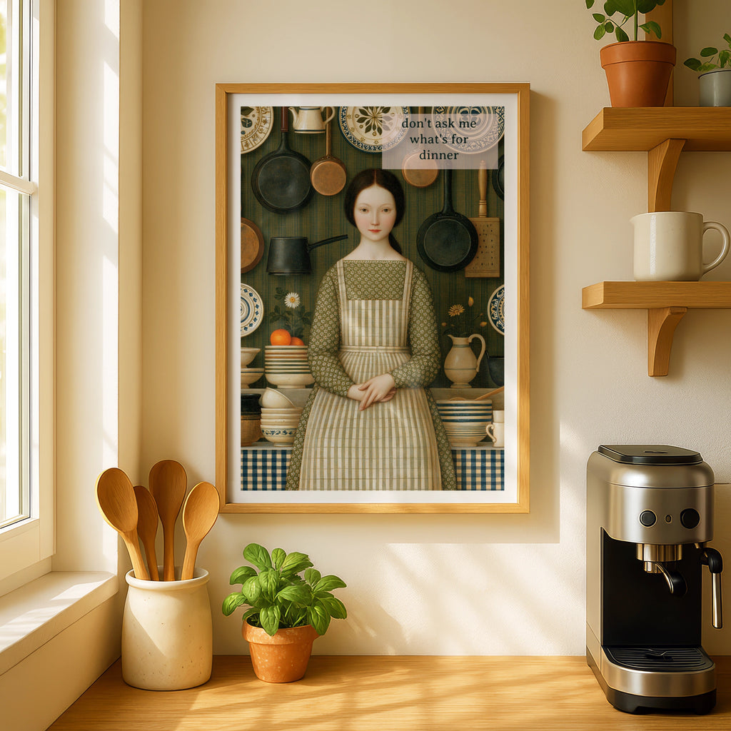 Vintage Food Poster Print | Don't Ask Me What's For Dinner, Rustic Kitchen Decor