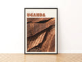 Uganda Travel Print, contemporary African Wall Art, Traditional Barkcloth, Terracotta Decor