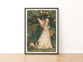 Fairy Girl Garden Print, Classic Folk Art Poster, Floral Fantasy Wall Art, Vintage Illustrated