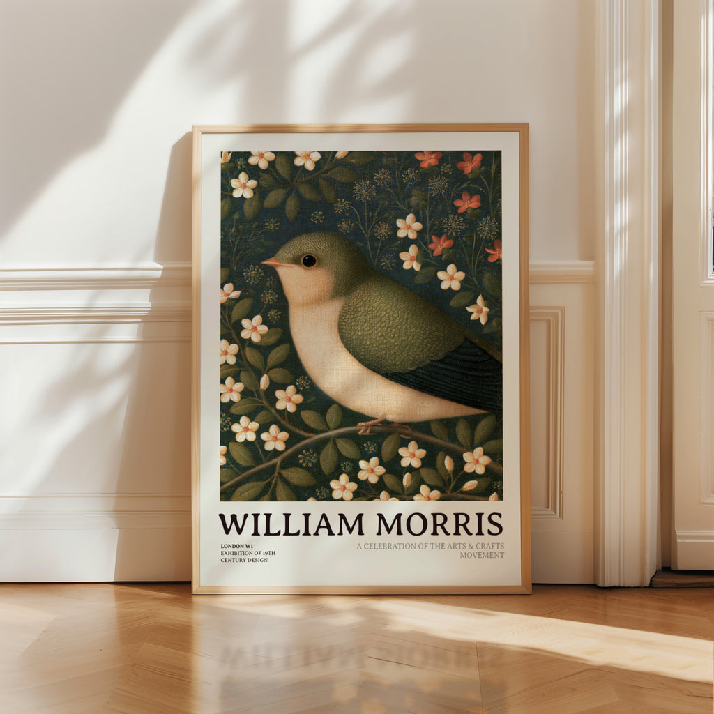 William Morris Bird Print, Classic Inspired Prints, Arts and Crafts Poster, Floral Bird Wall Art