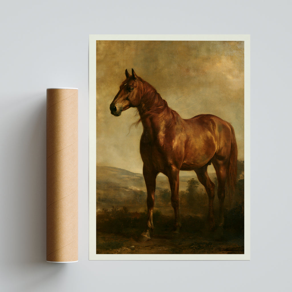 Chestnut Horse Oil Painting Print, Vintage Equestrian Wall Art, Classic Inspired Prints