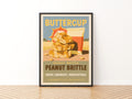 Vintage Peanut Brittle Print, Retro Kitchen Wall Art, Buttercup Sweets Advert, Farmhouse Food Art