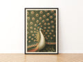Peacock Wall Art, Classic Inspired Prints, Vintage Bird Poster, Green and Orange Feather Art Print