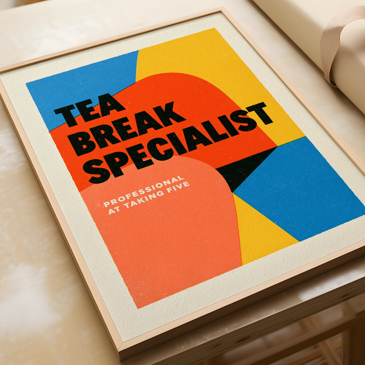 Tea Break Specialist Typography Poster, Funny Office Print, Bold Colourful Wall Art