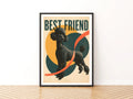 Black Poodle Retro Dog Print, Best Friend Vintage Style Poster, Teal Gold Wall Art