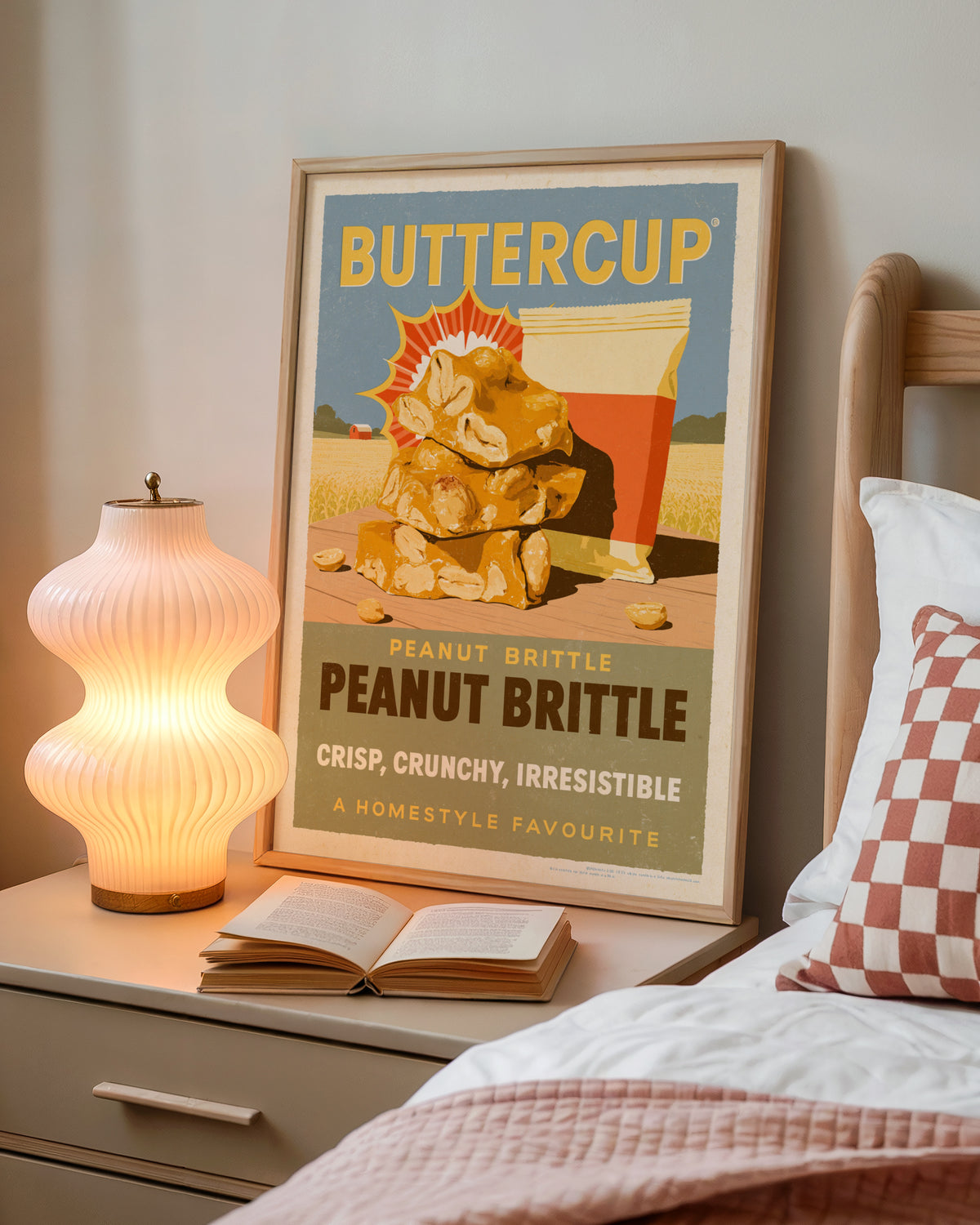Vintage Peanut Brittle Print, Retro Kitchen Wall Art, Buttercup Sweets Advert, Farmhouse Food Art