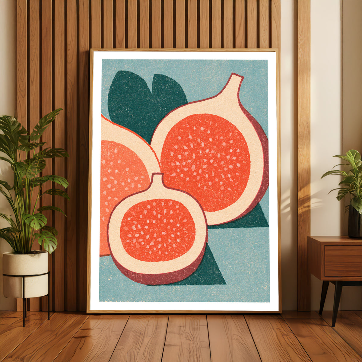 Vintage Food Poster Print | Rustic Kitchen Decor, Fig Wall Art, Retro Fruit Illustration