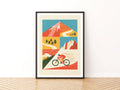 Mountain Bike Retro Poster, Cycling Wall Art Print, MTB Gift, Outdoor Adventure Decor