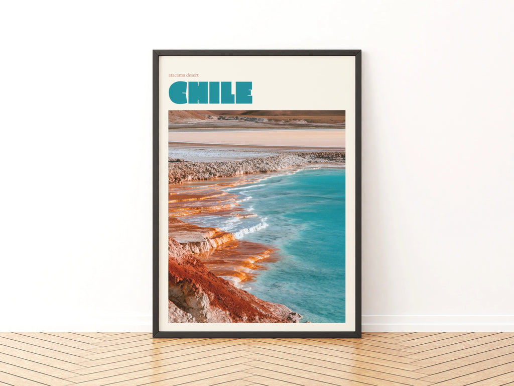Atacama Desert Chile Contemporary Travel Print, Salt Lake Wall Art, South America