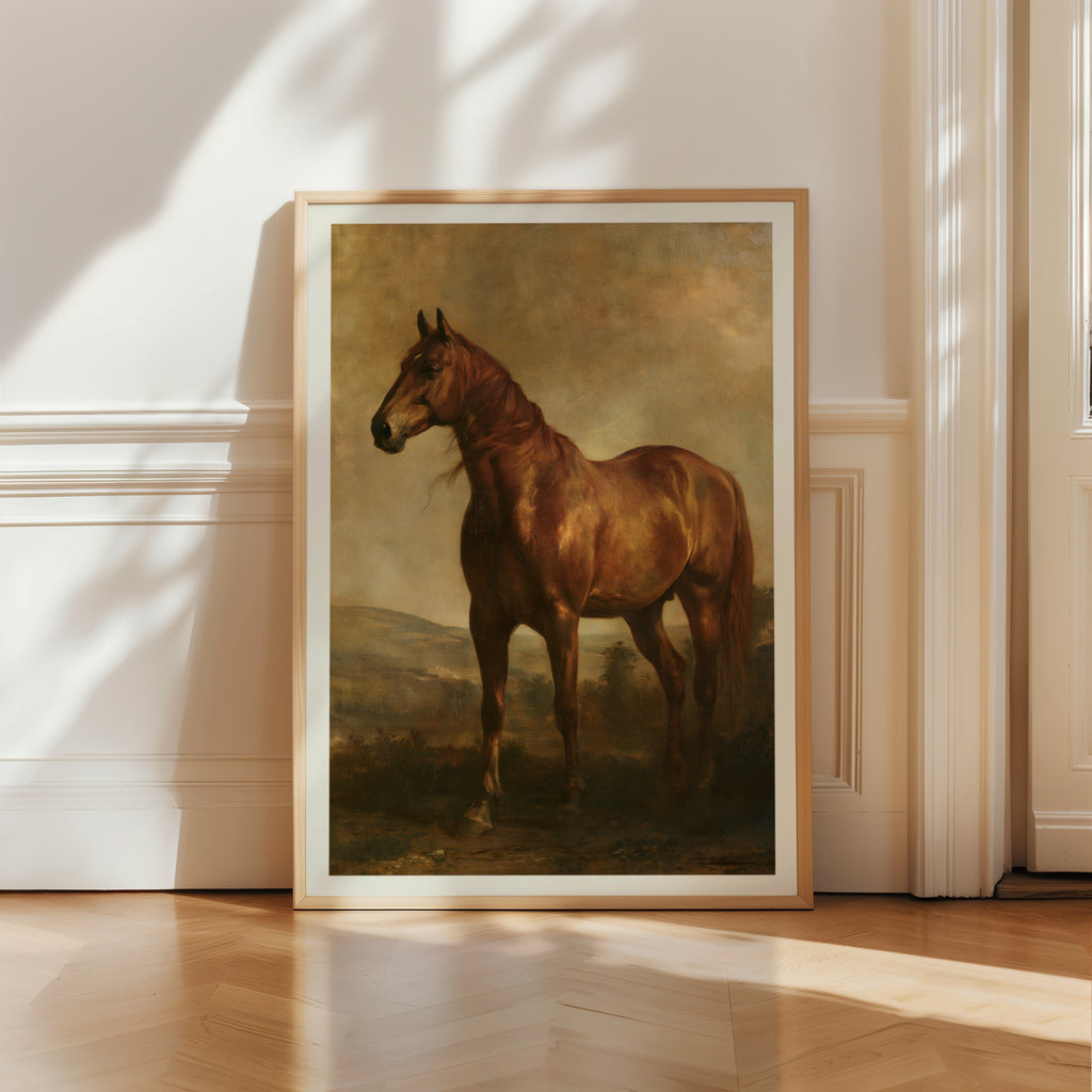 Chestnut Horse Oil Painting Print, Vintage Equestrian Wall Art, Classic Inspired Prints