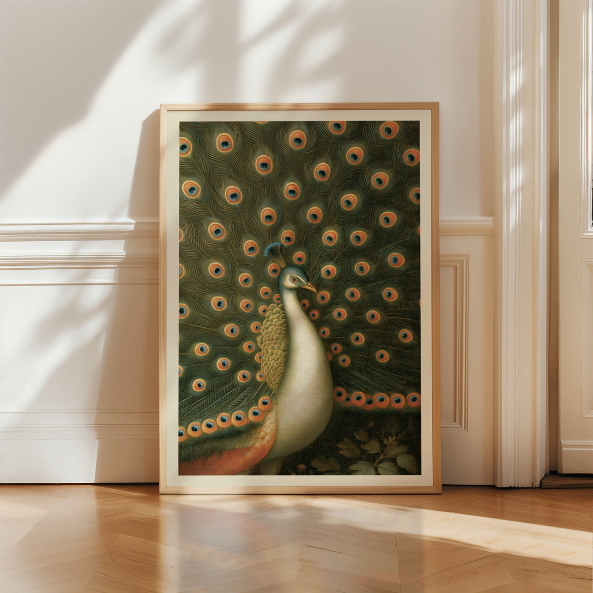 Peacock Wall Art, Classic Inspired Prints, Vintage Bird Poster, Green and Orange Feather Art Print