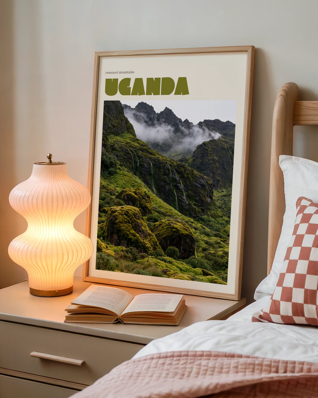 Uganda Rwenzori Mountains Contemporary Travel Print, African Nature Wall Art