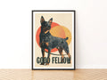 Australian Cattle Dog Print, Good Fellow Retro Dog Art, Blue Heeler Wall Art Gift