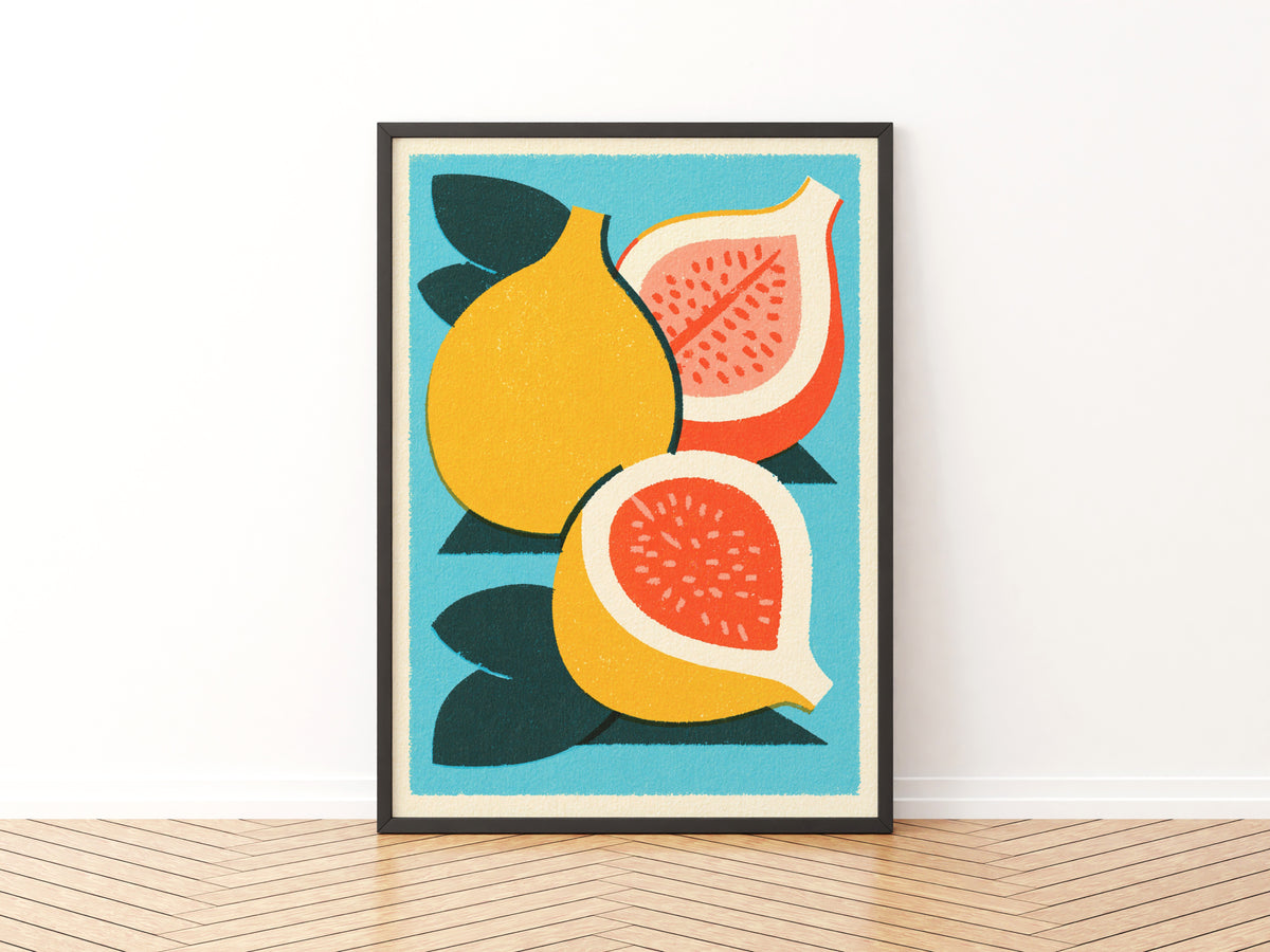 Vintage Food Poster Print | Rustic Kitchen Decor, Fig Fruit Art, Retro Dining Room Wall Art