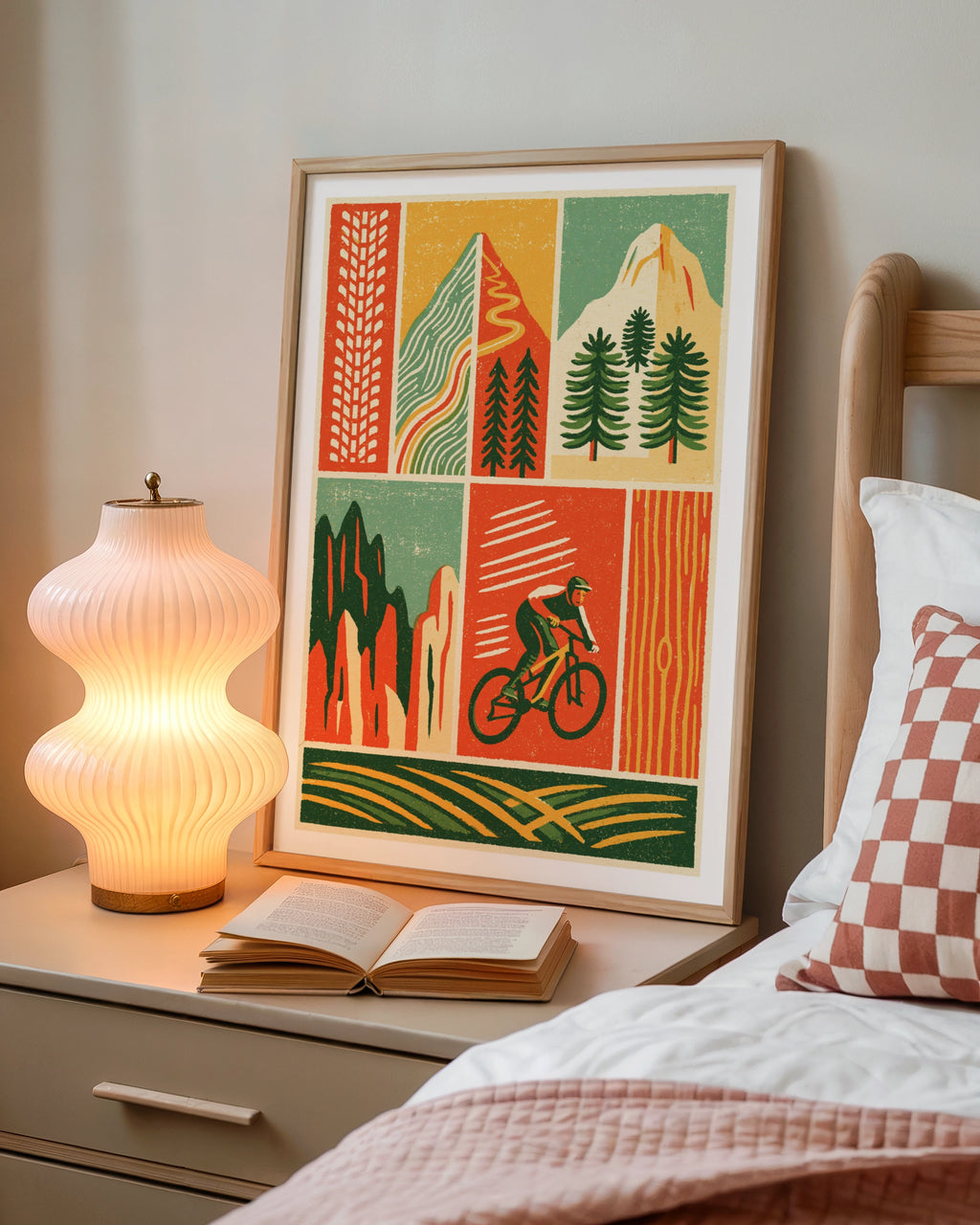 Mountain Bike Retro Poster, MTB Trail Art Print, Cycling Wall Art, Outdoor Adventure Gift