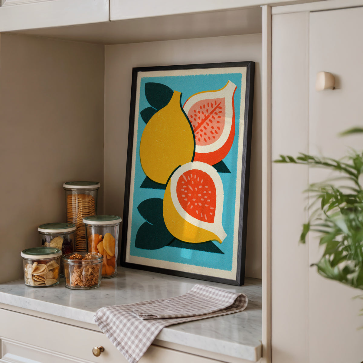 Vintage Food Poster Print | Rustic Kitchen Decor, Fig Fruit Art, Retro Dining Room Wall Art
