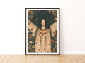Fairy Moon Girl Classic Inspired Print, Floral Night Sky Poster, Celestial Wall Art
