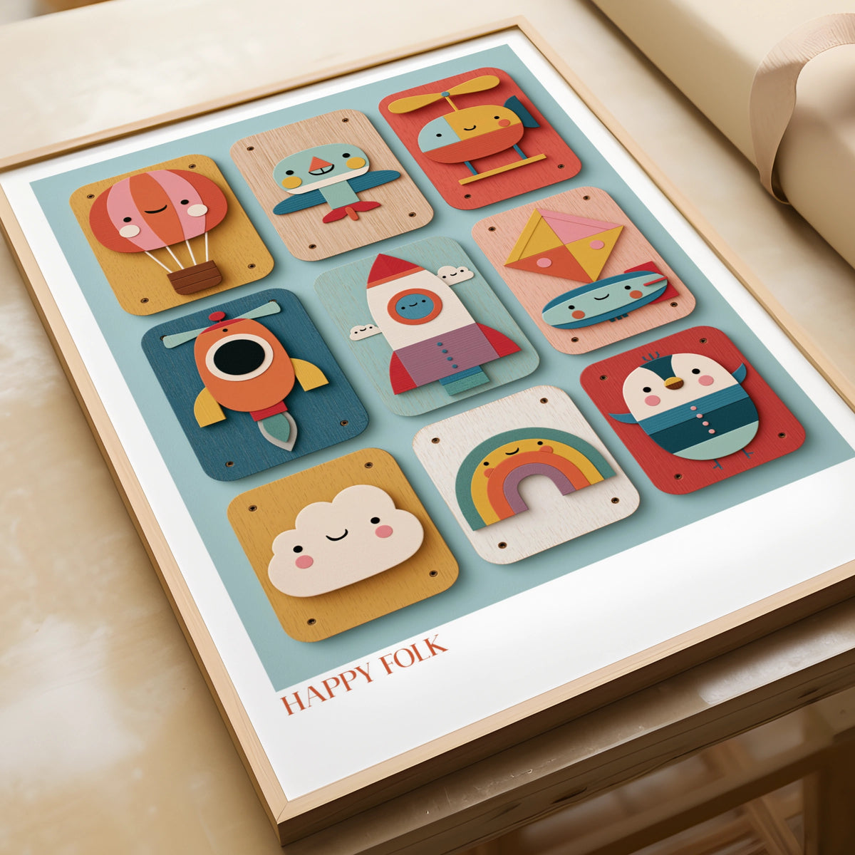 Retro Kids Transport Print, Happy Folk Nursery Wall Art, Children's Collectable Poster