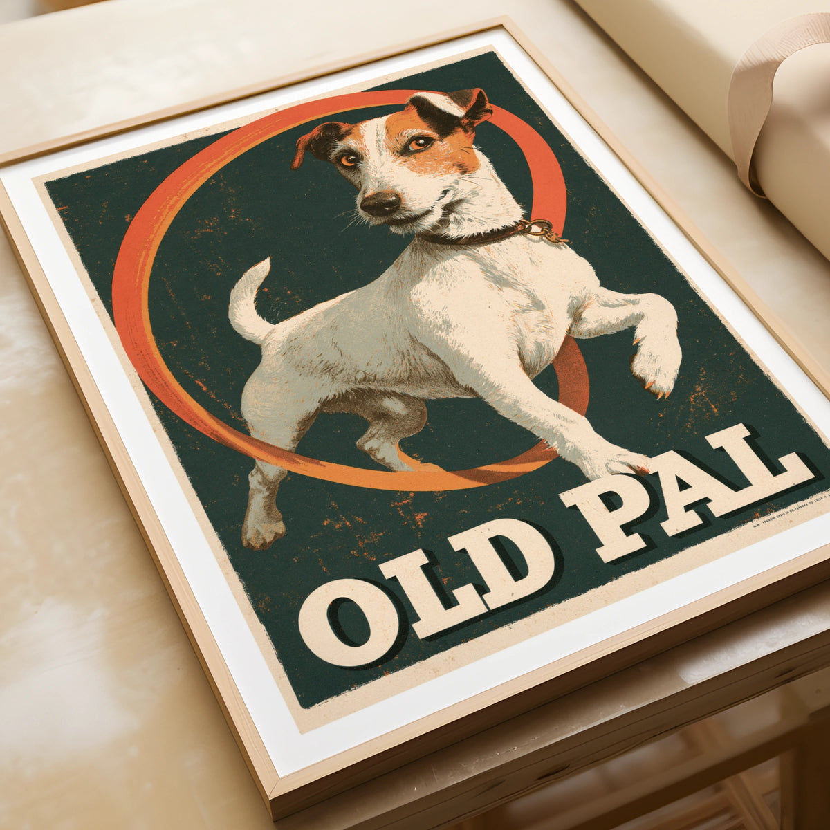 Retro Jack Russell Terrier Poster, Old Pal Vintage Dog Print, Teal Orange Wall Art