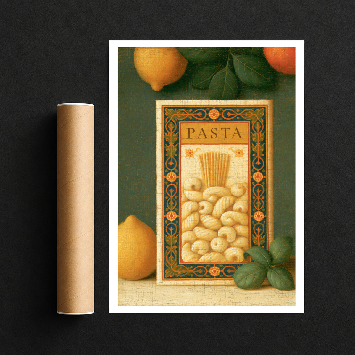 Vintage Food Poster Print, Pasta Kitchen Wall Art, Rustic Italian Retro Mid Century Risograph Decor