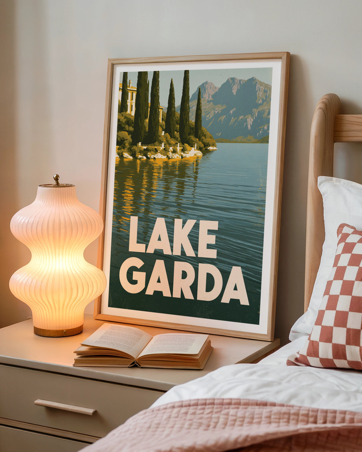 Lake Garda Retro Travel Poster, Italy Wall Art, Vintage Italian Lake Print